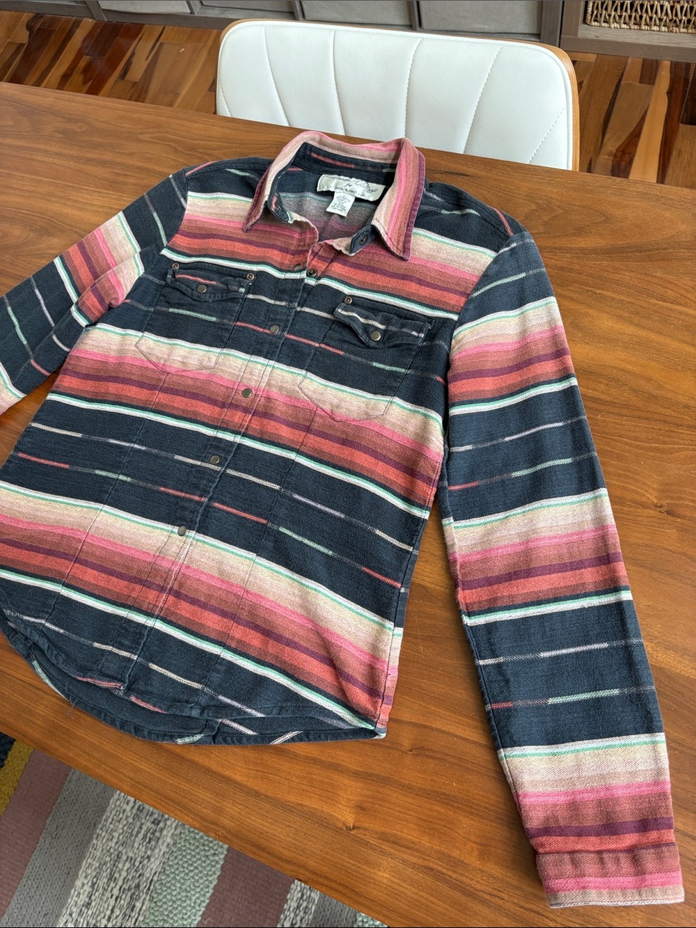 Tasha Polizzi TP Saddle Blanket Co. Western Snap Shirt Serape Stripe Cotton Smal - Picture 5 of 9